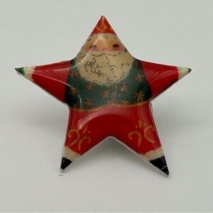 Small Novelty Red and Green Hand Made Christmas Santa Star Pin Holidays